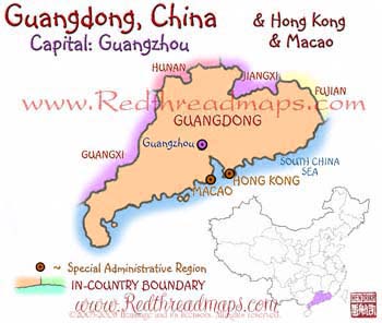 Guangdong map with Hong Kong and Macao