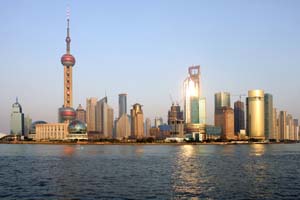 photograph of Shanghai municipality skyline, China