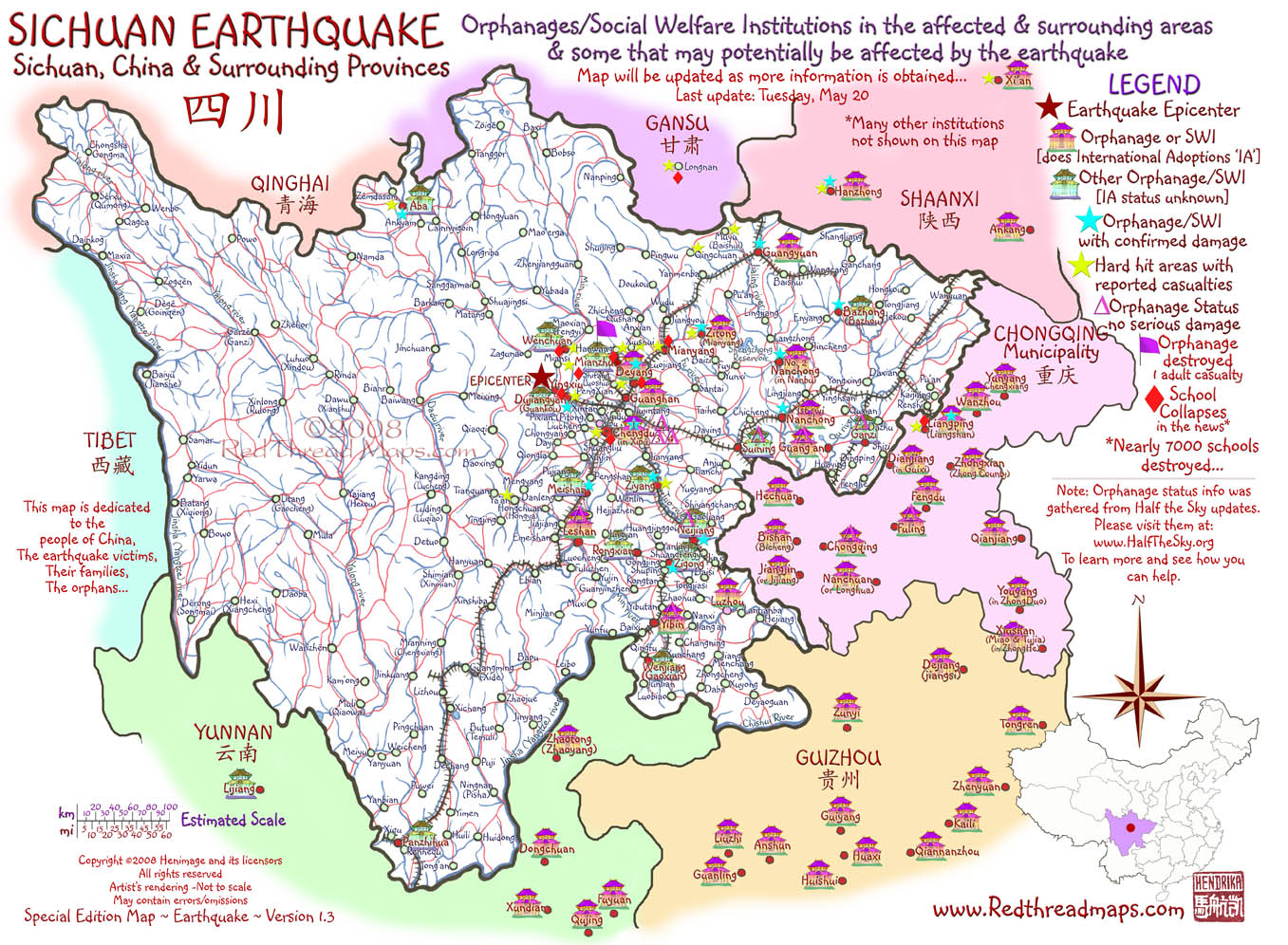 Sichuan Earthquake Orphanage Map
