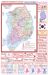 South Korea Lifebook Scrapbooking Map and cutouts